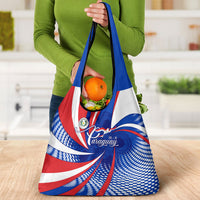 Paraguay Flag Day Grocery Bag Patriotic Sunburst Traditional Ñandutí Lace