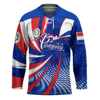 Paraguay Flag Day Hockey Jersey Patriotic Sunburst Traditional Ñandutí Lace