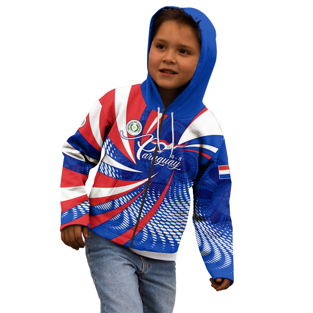 Paraguay Flag Day Kid Hoodie Patriotic Sunburst Traditional Ñandutí Lace