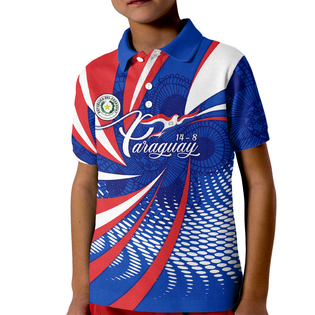 Paraguay Flag Day Kid Polo Shirt Patriotic Sunburst Traditional Ñandutí Lace
