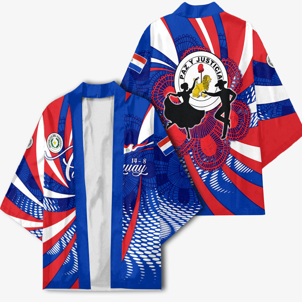 Paraguay Flag Day Kimono Patriotic Sunburst Traditional Ñandutí Lace