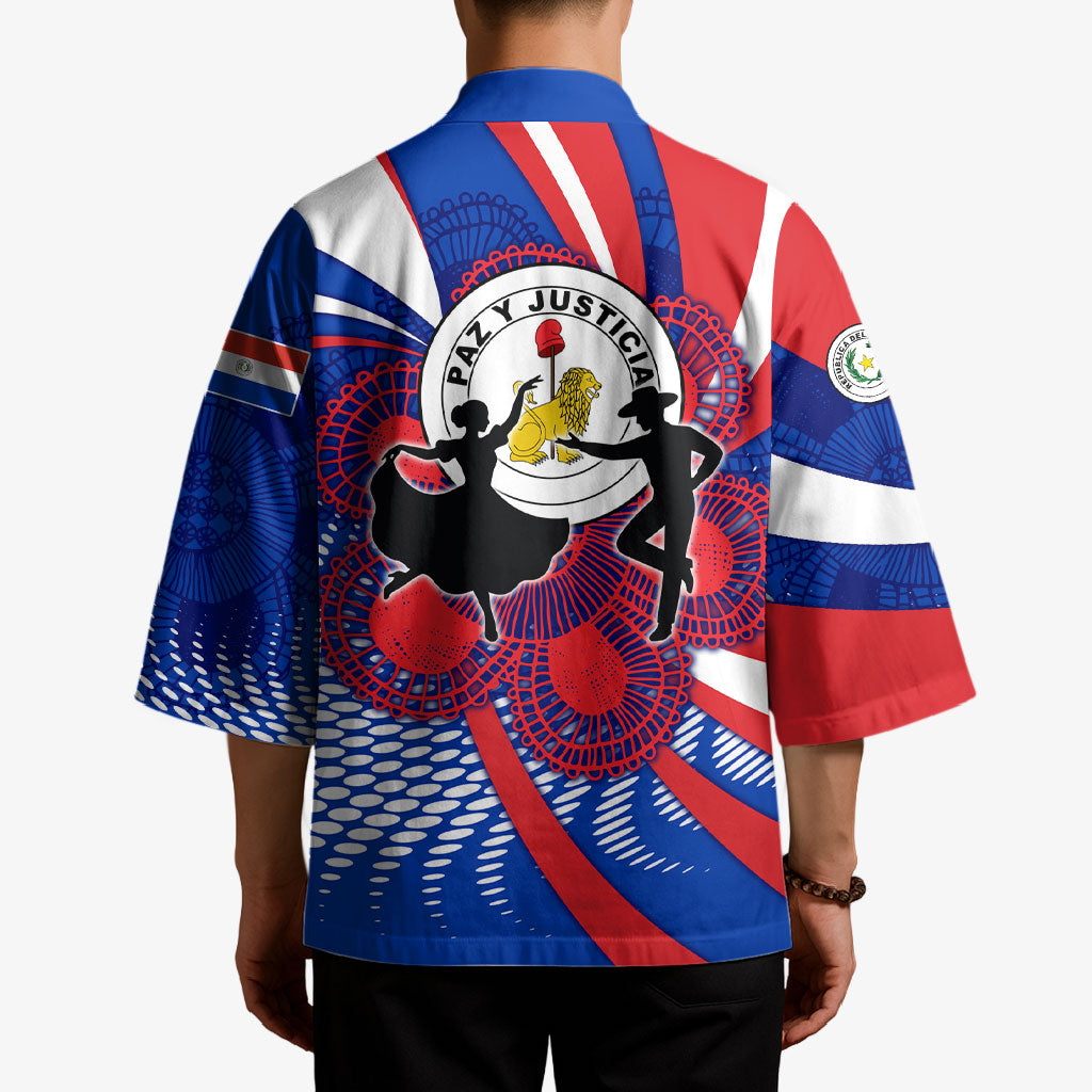 Paraguay Flag Day Kimono Patriotic Sunburst Traditional Ñandutí Lace