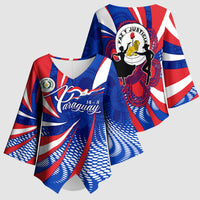 Paraguay Flag Day Kimono Sleeve Blouse Patriotic Sunburst Traditional Ñandutí Lace