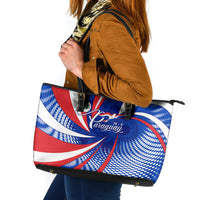 Paraguay Flag Day Leather Tote Bag Patriotic Sunburst Traditional Ñandutí Lace