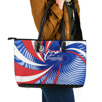 Paraguay Flag Day Leather Tote Bag Patriotic Sunburst Traditional Ñandutí Lace