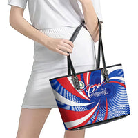 Paraguay Flag Day Leather Tote Bag Patriotic Sunburst Traditional Ñandutí Lace