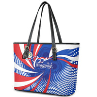 Paraguay Flag Day Leather Tote Bag Patriotic Sunburst Traditional Ñandutí Lace