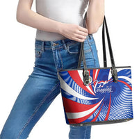 Paraguay Flag Day Leather Tote Bag Patriotic Sunburst Traditional Ñandutí Lace