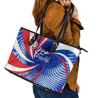 Paraguay Flag Day Leather Tote Bag Patriotic Sunburst Traditional Ñandutí Lace