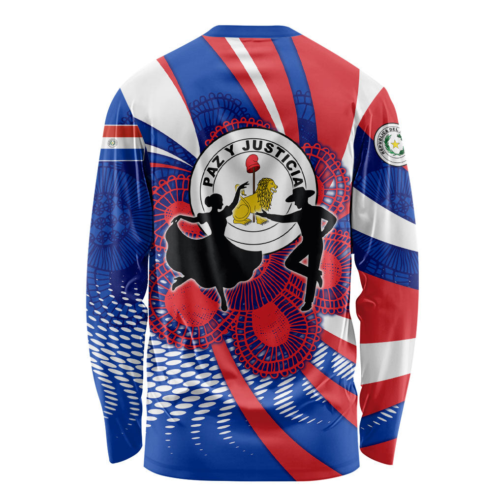 Paraguay Flag Day Long Sleeve Shirt Patriotic Sunburst Traditional Ñandutí Lace