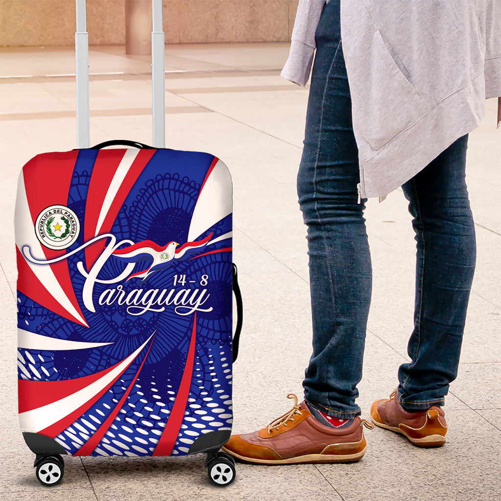 Paraguay Flag Day Luggage Cover Patriotic Sunburst Traditional Ñandutí Lace