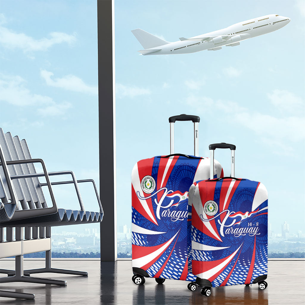 Paraguay Flag Day Luggage Cover Patriotic Sunburst Traditional Ñandutí Lace
