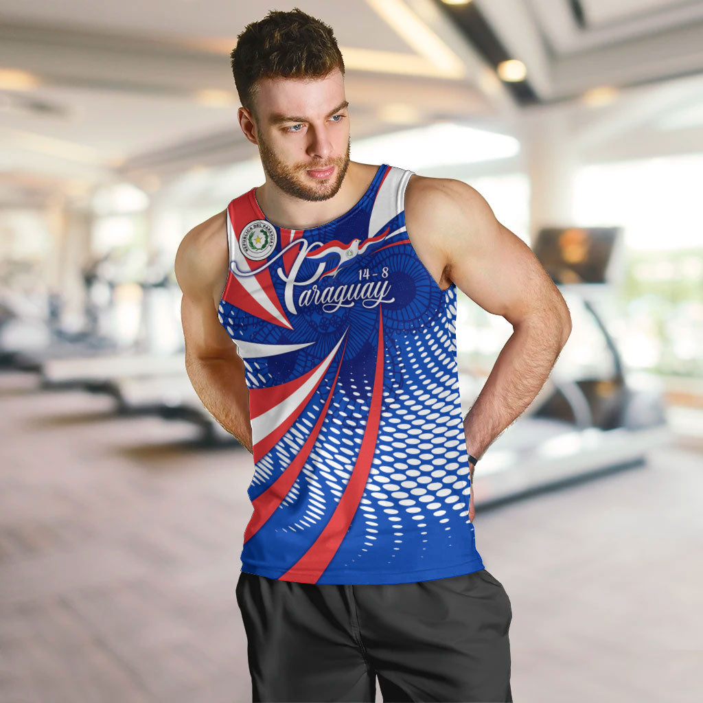 Paraguay Flag Day Men Tank Top Patriotic Sunburst Traditional Ñandutí Lace