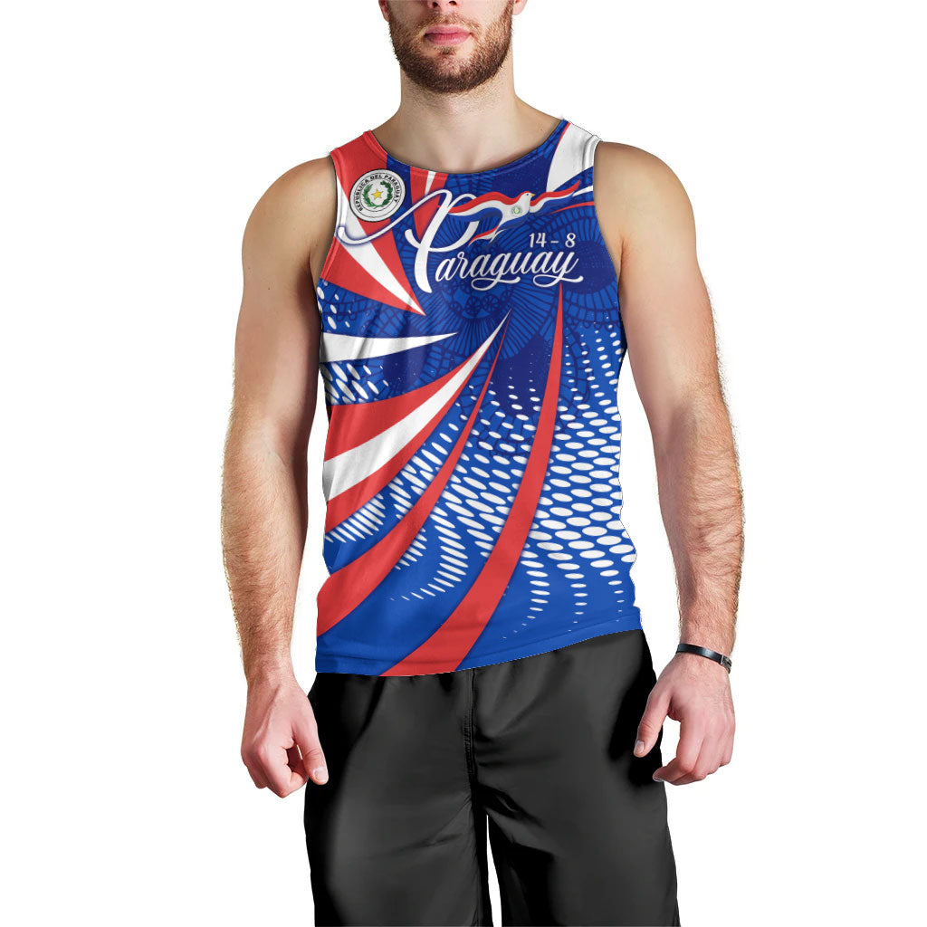 Paraguay Flag Day Men Tank Top Patriotic Sunburst Traditional Ñandutí Lace