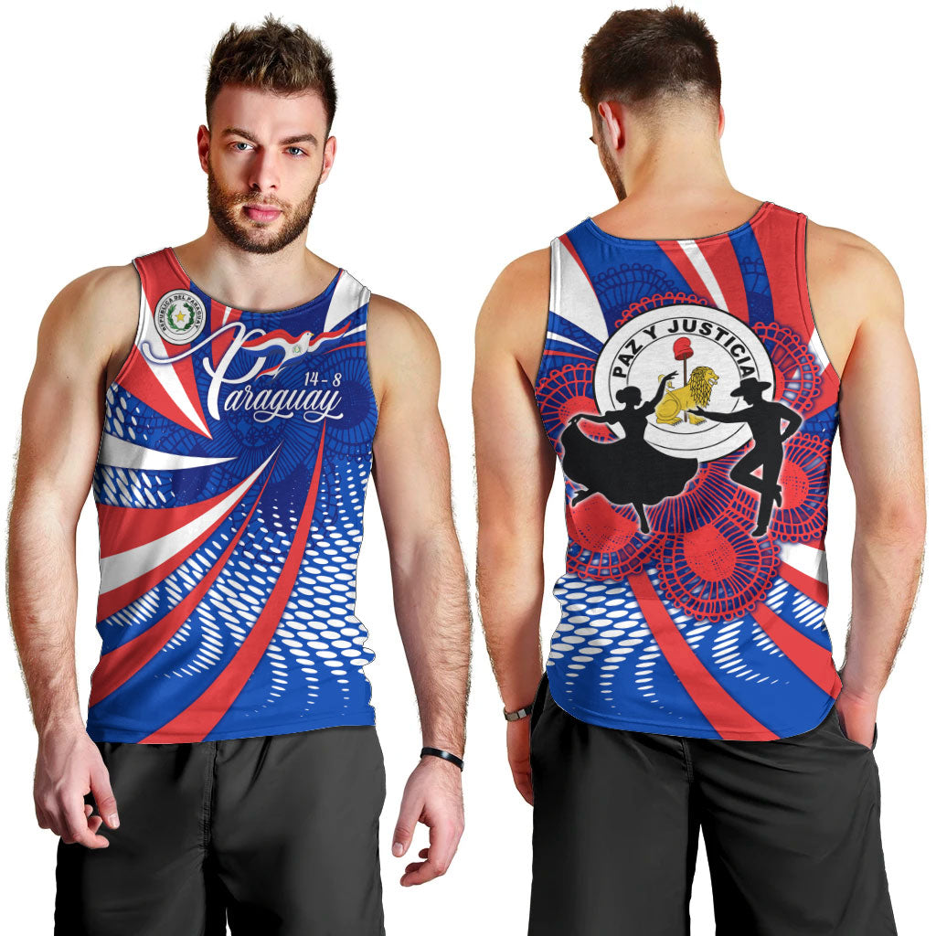 Paraguay Flag Day Men Tank Top Patriotic Sunburst Traditional Ñandutí Lace