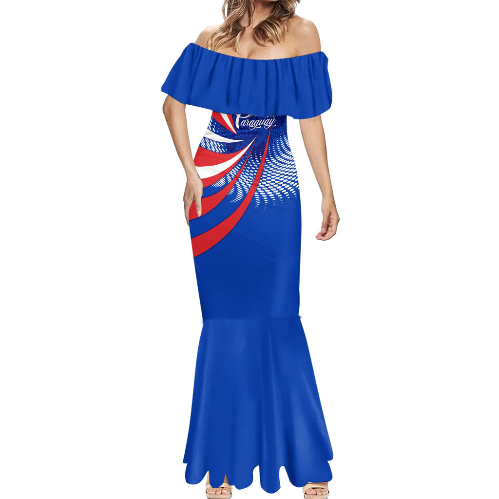 Paraguay Flag Day Mermaid Dress Patriotic Sunburst Traditional Ñandutí Lace