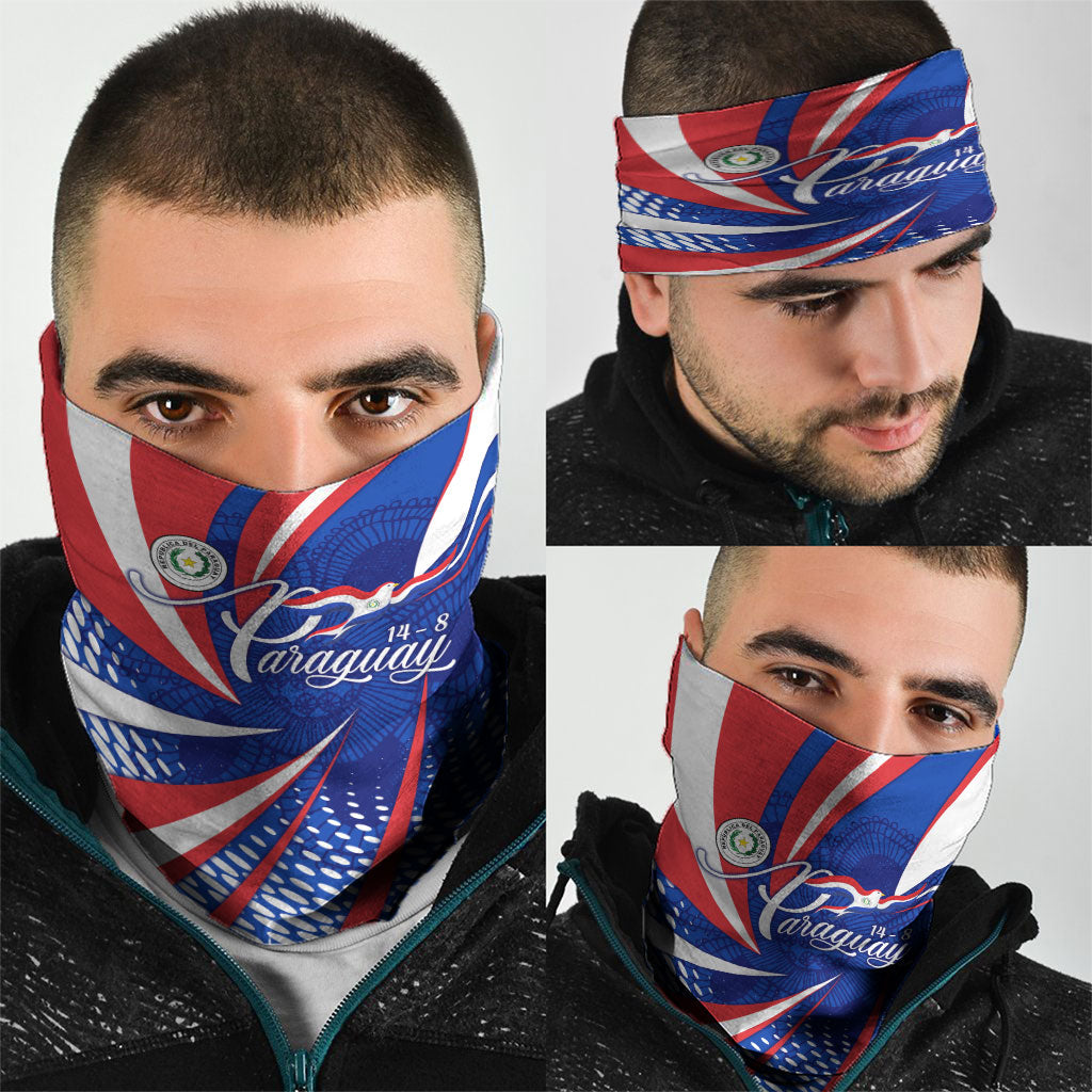 Paraguay Flag Day Neck Gaiter Patriotic Sunburst Traditional Ñandutí Lace
