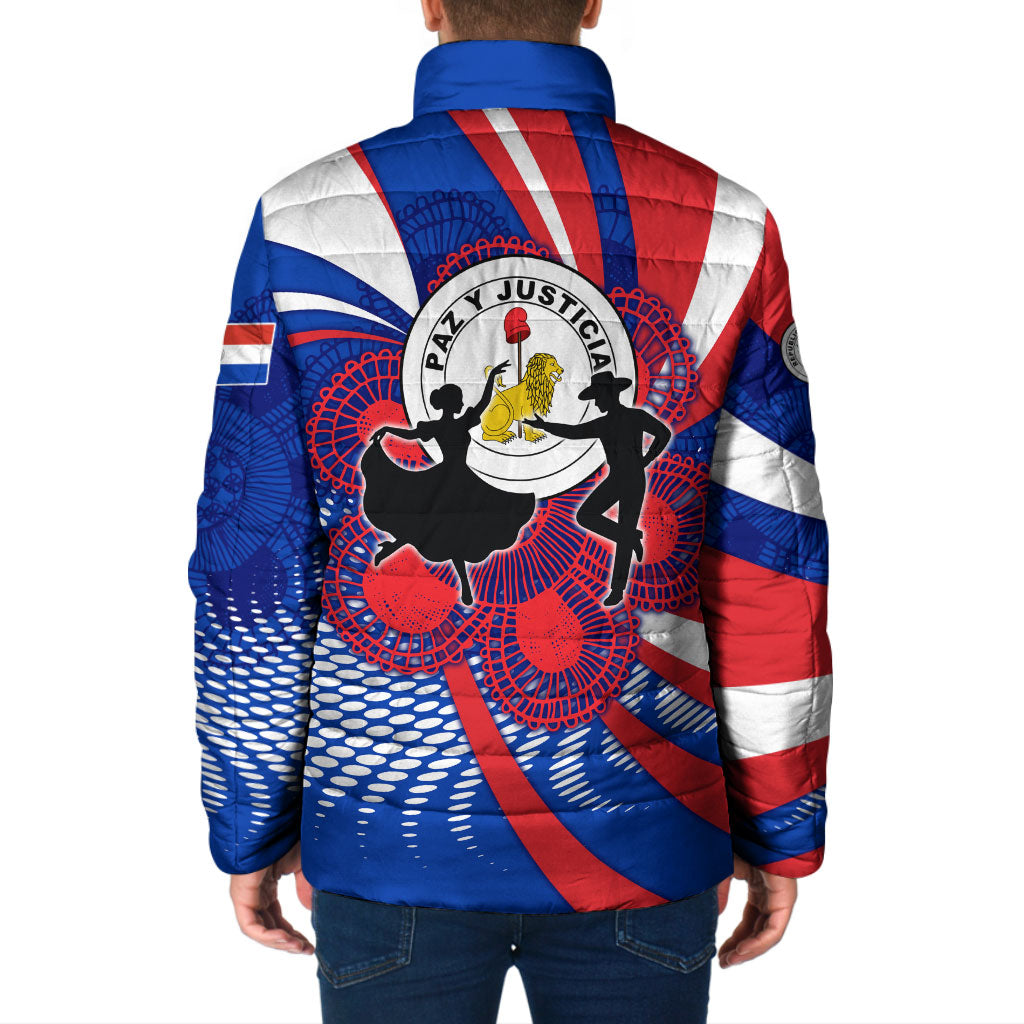 Paraguay Flag Day Padded Jacket Patriotic Sunburst Traditional Ñandutí Lace