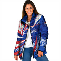 Paraguay Flag Day Padded Jacket Patriotic Sunburst Traditional Ñandutí Lace