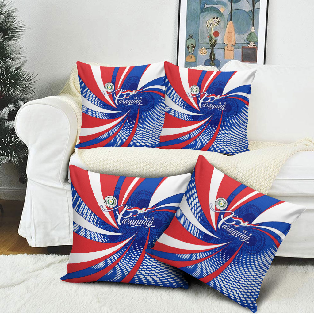 Paraguay Flag Day Pillow Cover Patriotic Sunburst Traditional Ñandutí Lace