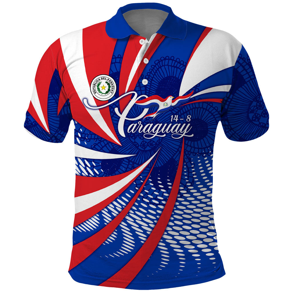 Paraguay Flag Day Polo Shirt Patriotic Sunburst Traditional Ñandutí Lace