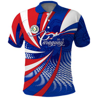 Paraguay Flag Day Polo Shirt Patriotic Sunburst Traditional Ñandutí Lace
