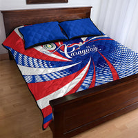 Paraguay Flag Day Quilt Bed Set Patriotic Sunburst Traditional Ñandutí Lace