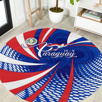 Paraguay Flag Day Round Carpet Patriotic Sunburst Traditional Ñandutí Lace