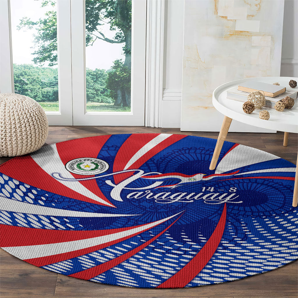 Paraguay Flag Day Round Carpet Patriotic Sunburst Traditional Ñandutí Lace