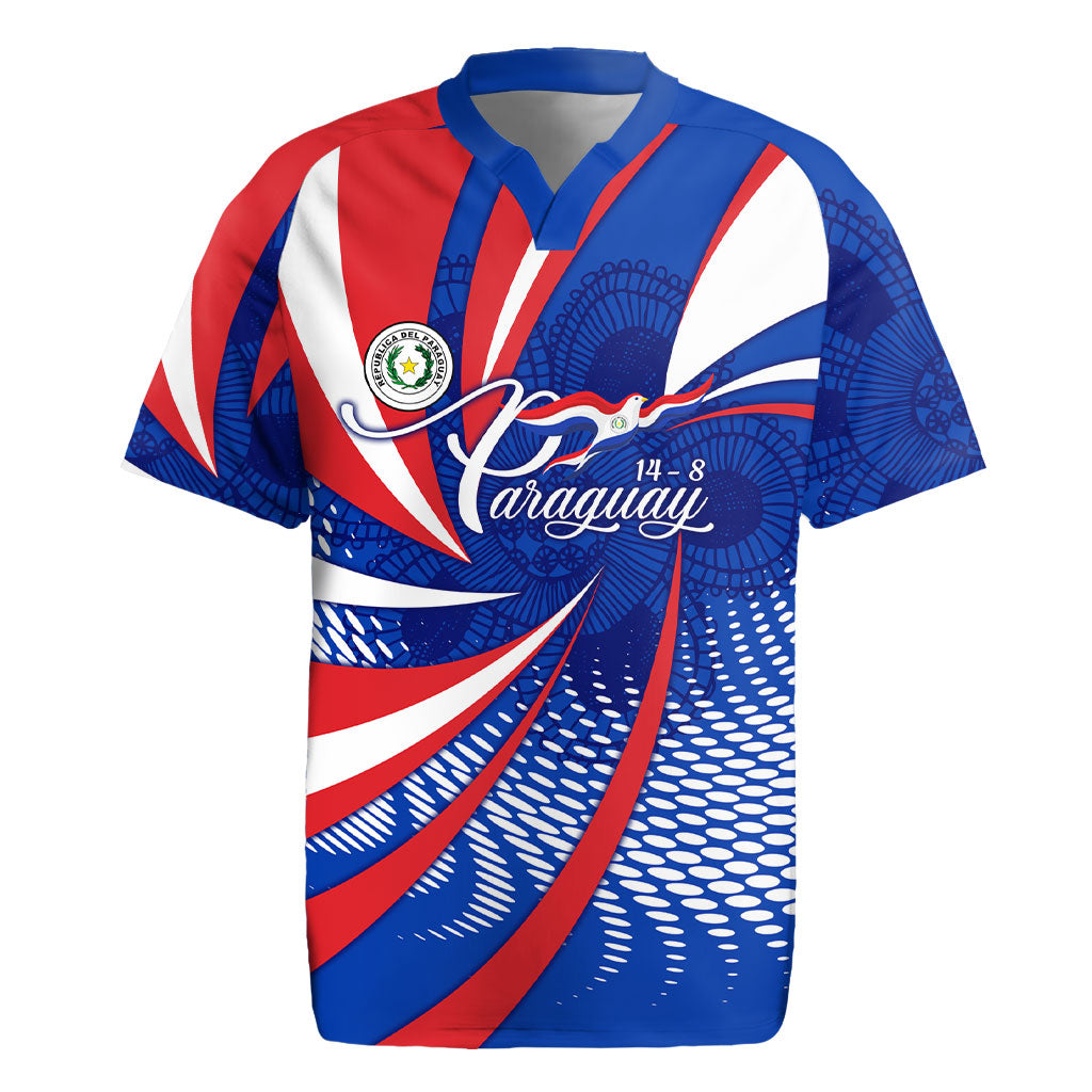 Paraguay Flag Day Rugby Jersey Patriotic Sunburst Traditional Ñandutí Lace
