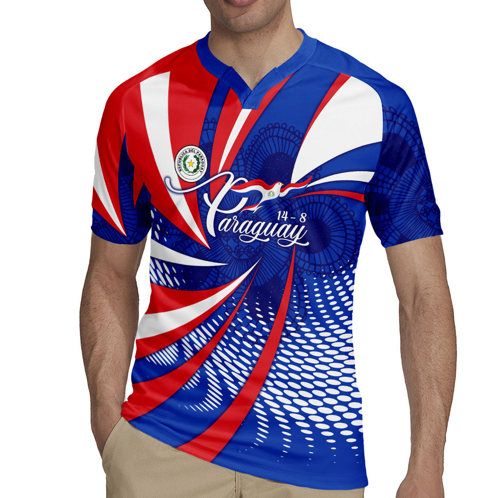 Paraguay Flag Day Rugby Jersey Patriotic Sunburst Traditional Ñandutí Lace