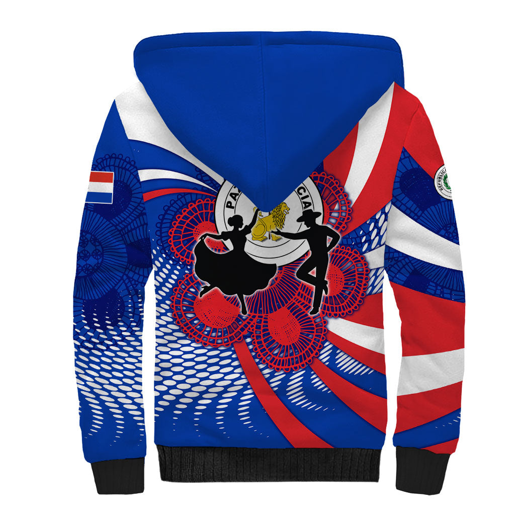 Paraguay Flag Day Sherpa Hoodie Patriotic Sunburst Traditional Ñandutí Lace
