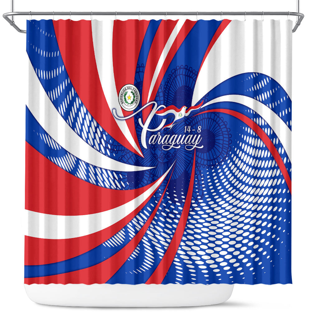 Paraguay Flag Day Shower Curtain Patriotic Sunburst Traditional Ñandutí Lace