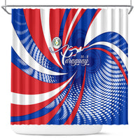Paraguay Flag Day Shower Curtain Patriotic Sunburst Traditional Ñandutí Lace