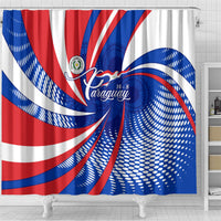 Paraguay Flag Day Shower Curtain Patriotic Sunburst Traditional Ñandutí Lace