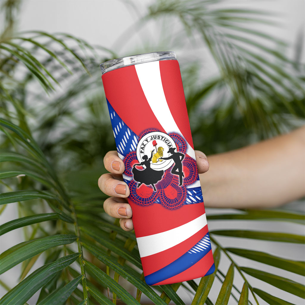 Paraguay Flag Day Skinny Tumbler Patriotic Sunburst Traditional Ñandutí Lace