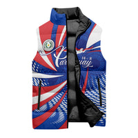 Paraguay Flag Day Sleeveless Puffer Jacket Patriotic Sunburst Traditional Ñandutí Lace