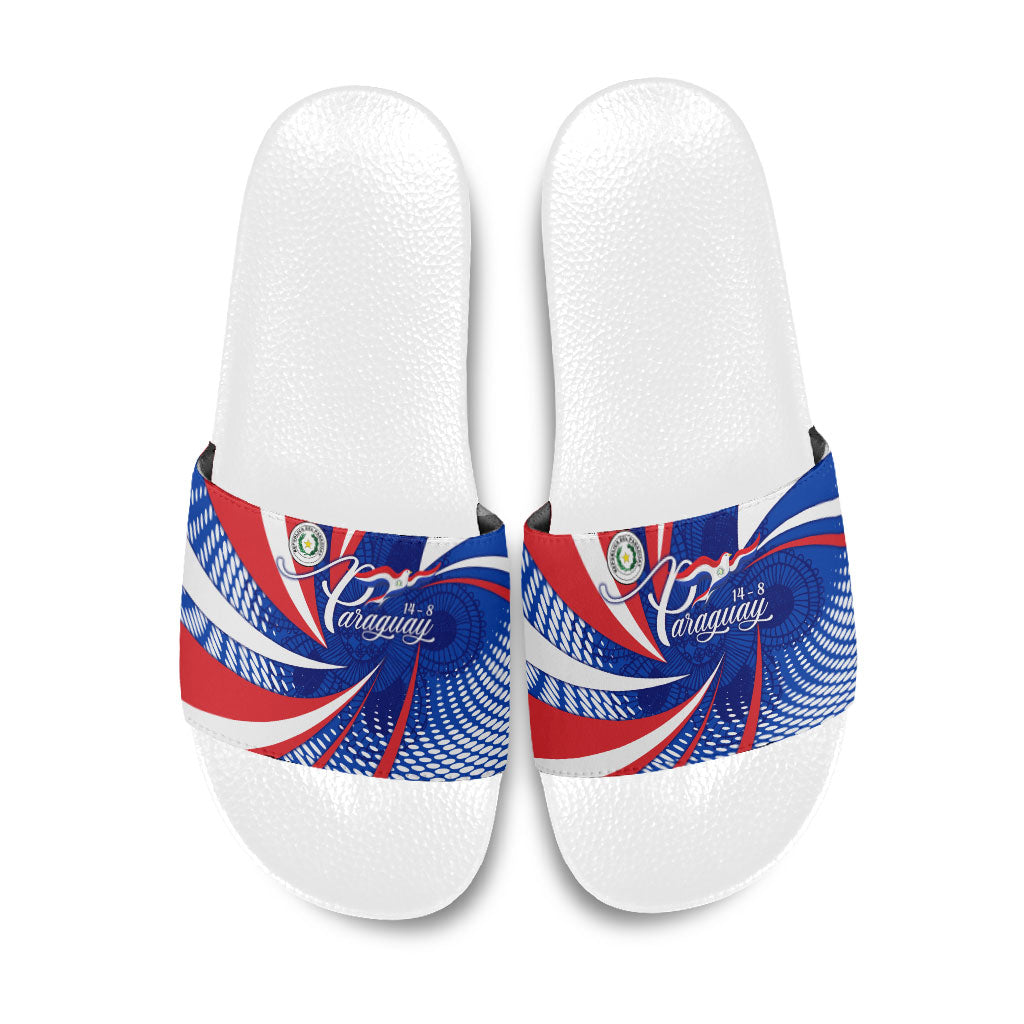 Paraguay Flag Day Slide Sandals Patriotic Sunburst Traditional Ñandutí Lace