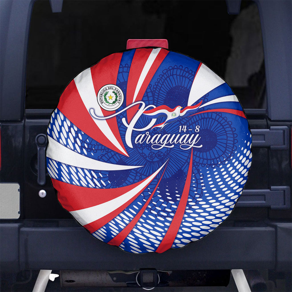 Paraguay Flag Day Spare Tire Cover Patriotic Sunburst Traditional Ñandutí Lace