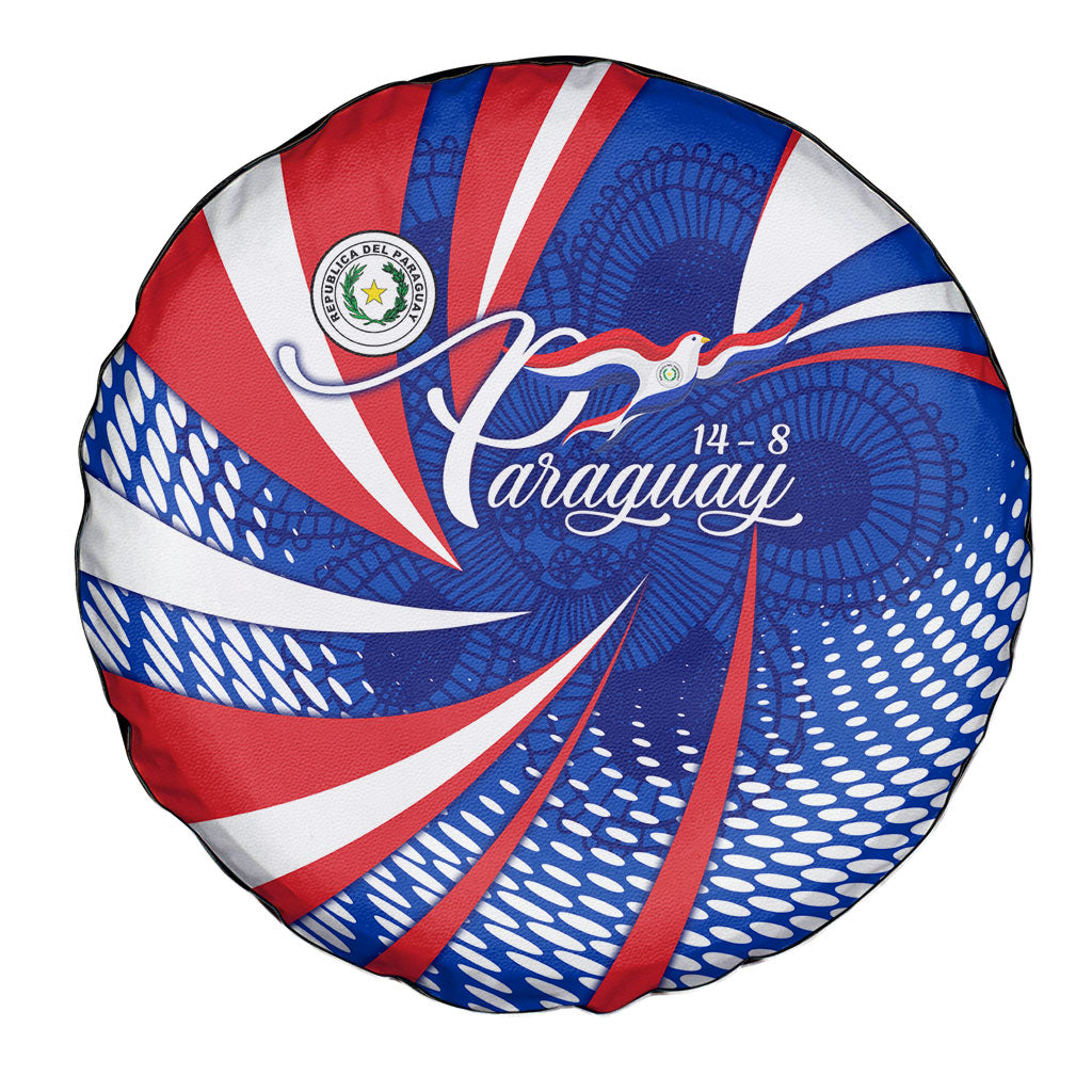 Paraguay Flag Day Spare Tire Cover Patriotic Sunburst Traditional Ñandutí Lace