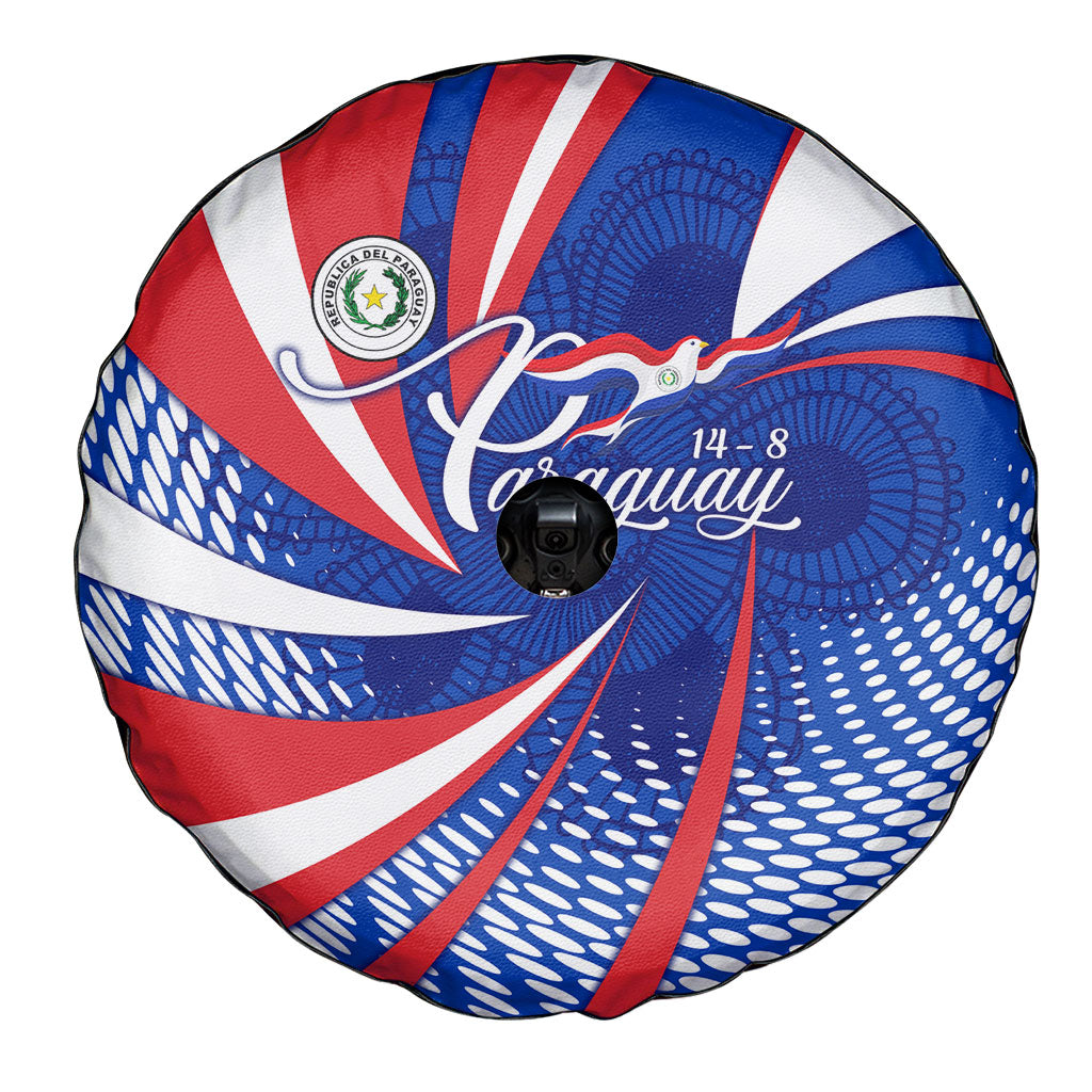 Paraguay Flag Day Spare Tire Cover Patriotic Sunburst Traditional Ñandutí Lace