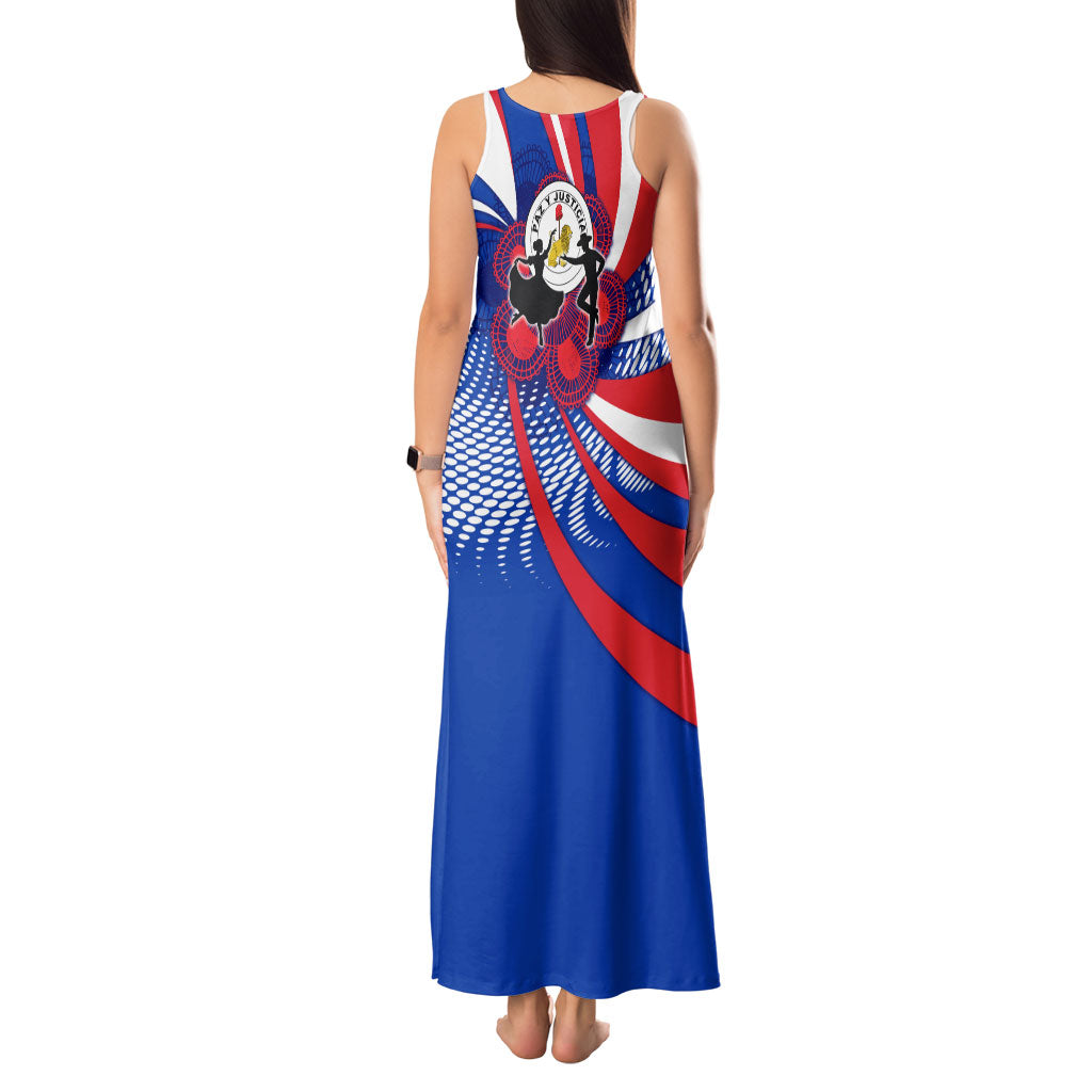Paraguay Flag Day Tank Maxi Dress Patriotic Sunburst Traditional Ñandutí Lace