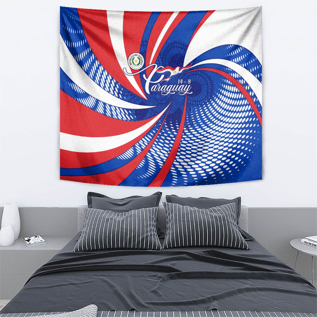 Paraguay Flag Day Tapestry Patriotic Sunburst Traditional Ñandutí Lace
