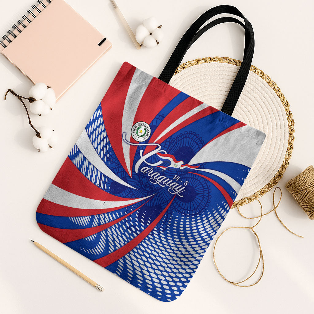 Paraguay Flag Day Tote Bag Patriotic Sunburst Traditional Ñandutí Lace