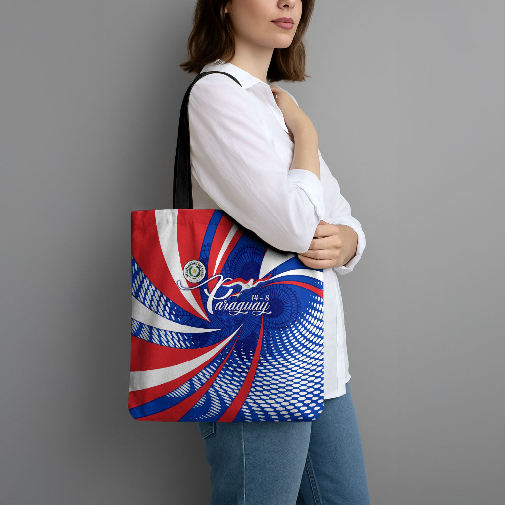 Paraguay Flag Day Tote Bag Patriotic Sunburst Traditional Ñandutí Lace