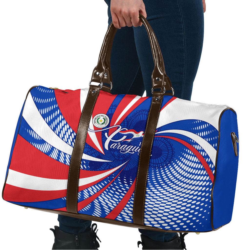 Paraguay Flag Day Travel Bag Patriotic Sunburst Traditional Ñandutí Lace