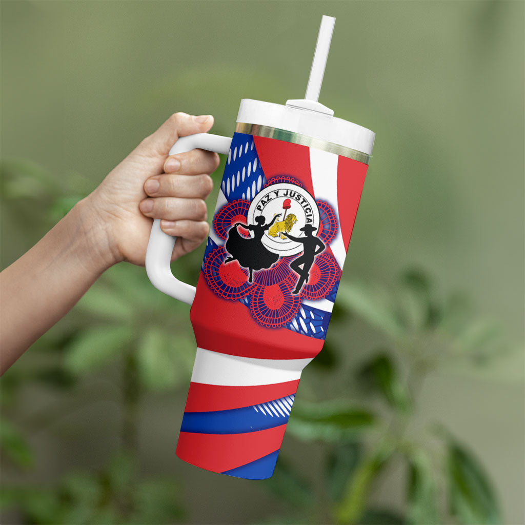 Paraguay Flag Day Tumbler With Handle Patriotic Sunburst Traditional Ñandutí Lace