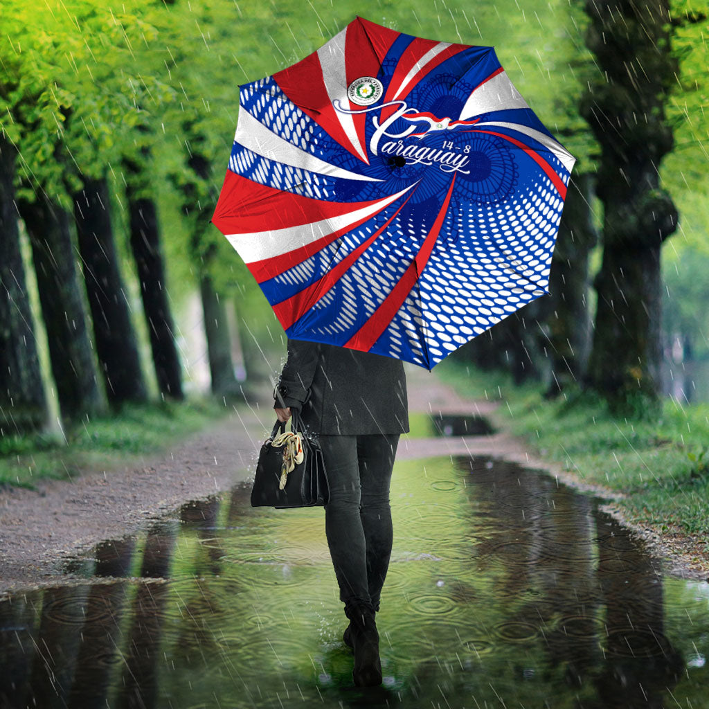 Paraguay Flag Day Umbrella Patriotic Sunburst Traditional Ñandutí Lace