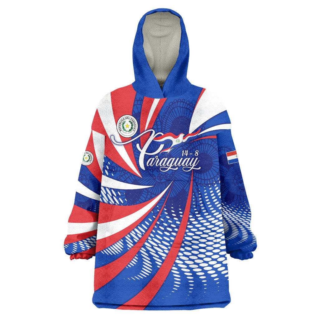 Paraguay Flag Day Wearable Blanket Hoodie Patriotic Sunburst Traditional Ñandutí Lace