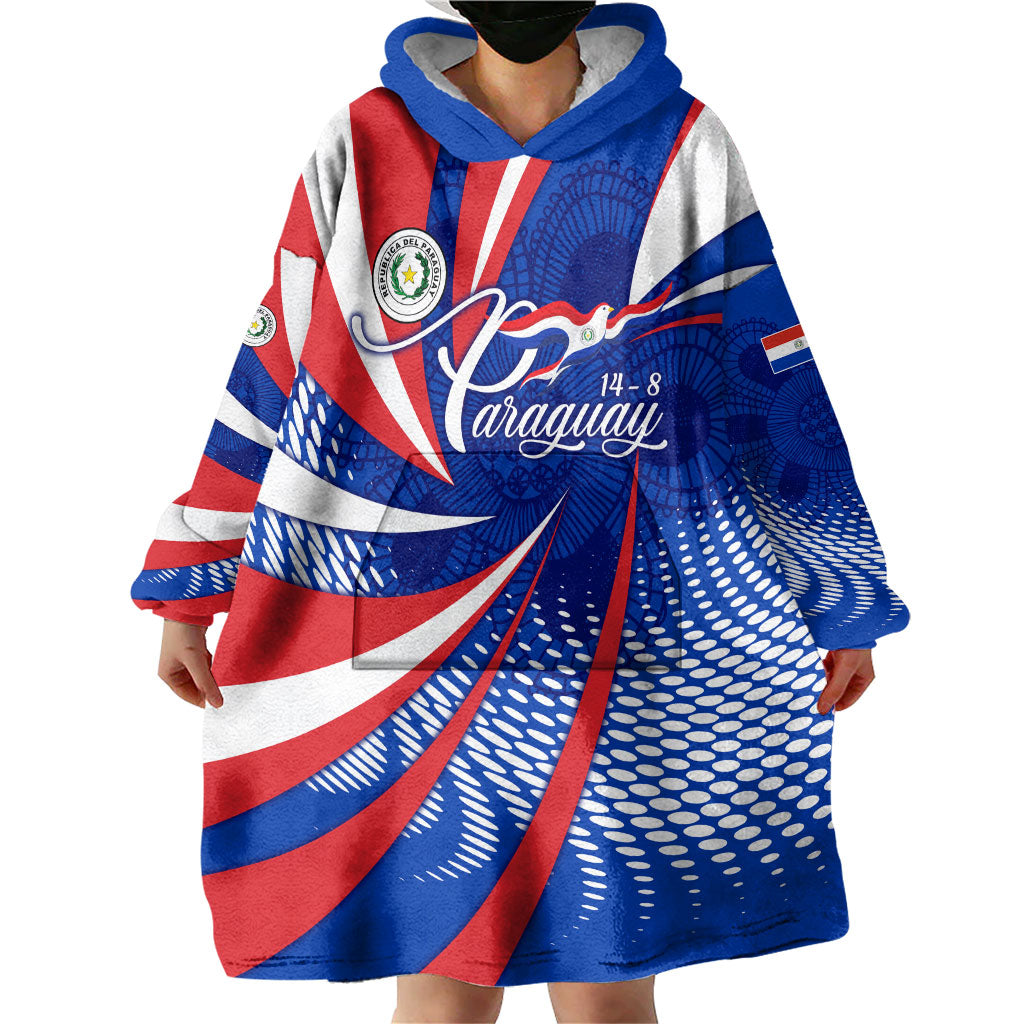 Paraguay Flag Day Wearable Blanket Hoodie Patriotic Sunburst Traditional Ñandutí Lace